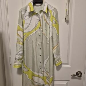 Tory Burch Green and Off White Floral Dress